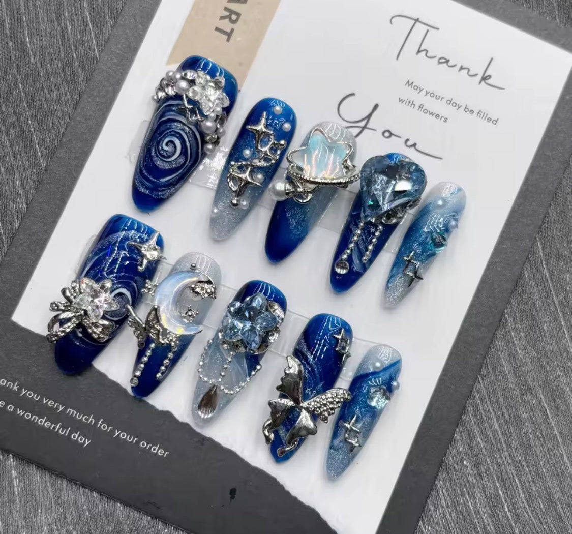 Starry Night I Handmade Press on Nails I Blue Moon Arts